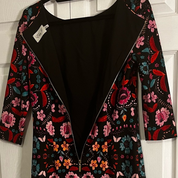 Eliza J Floral Midi Quarter Sleeve Sheath Dress sz 8 - Picture 4 of 9